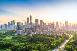 Shenzhen,Futian,District,Skyline,At,Dusk,,View,Shenzhen,Cbd,And