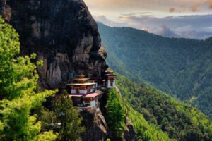 The famous Paro Taktsang monastery, also known as Tiger's nest in Bhutan
